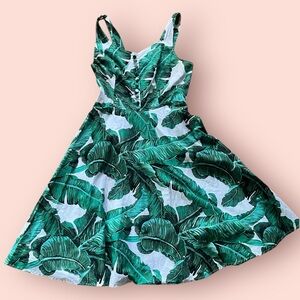Tropical Leaf Print Dress